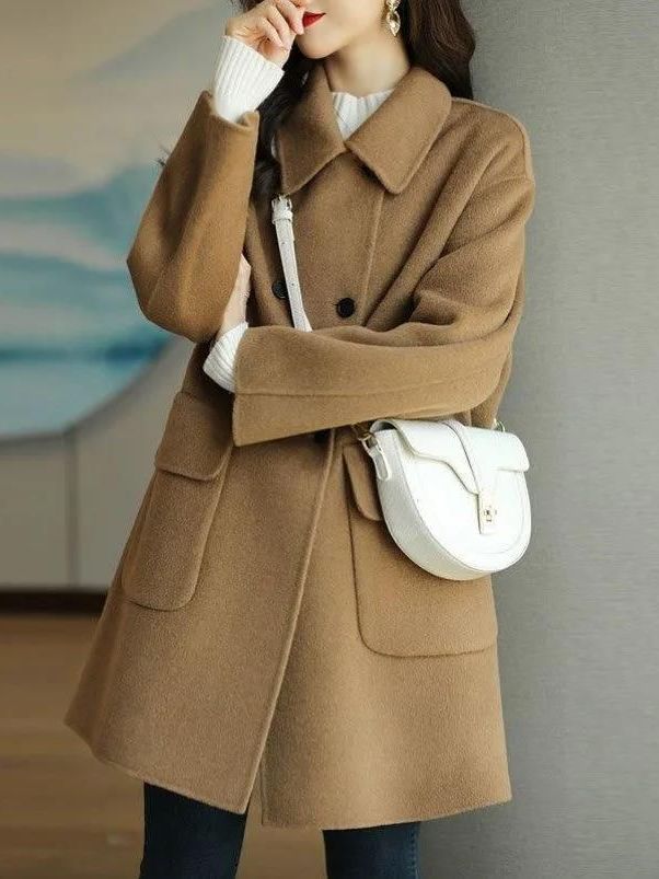 เสื้อโค้ทวูลความยาวปานกลางสไตล - Wool Coat Peacoat บทวิจารณ์และราคา