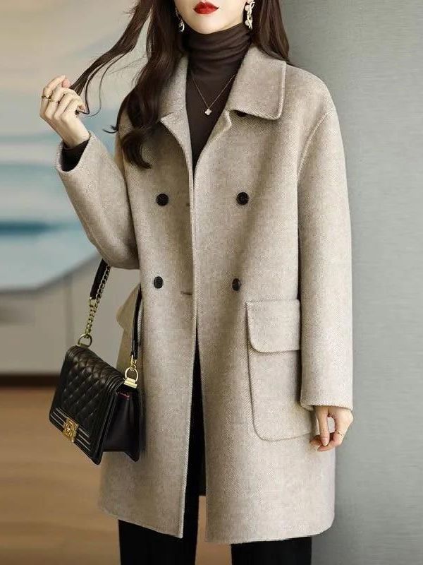 เสื้อโค้ทวูลความยาวปานกลางสไตล - Wool Coat Peacoat บทวิจารณ์และราคา