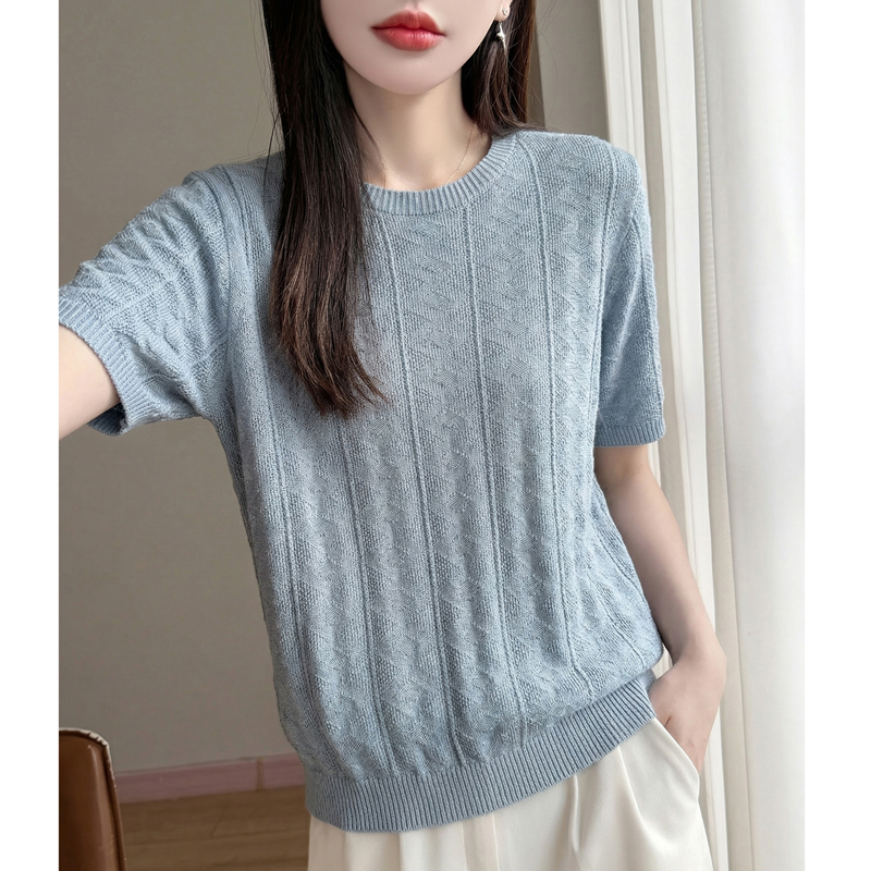 เสื้อยืดแขนสั้นคอกลมผ้าแคชเมีย - Flannel Shirt Lined บทวิจารณ์และราคา